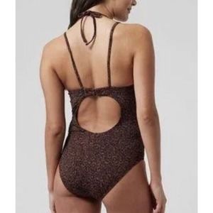 Athleta Keyhole One Piece Swimsuit, Size M Floral Burgundy